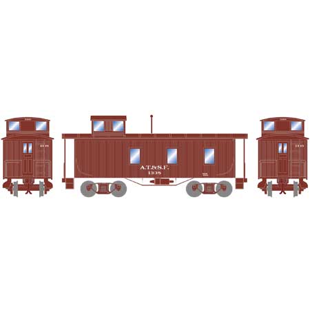 Athearn N 30' 3 Window Caboose Santa Fe