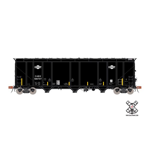 Scale Trains N Rivet Counter Thrall 5750 Carbon Black Covered Hopper Cabot "CABX, Dual Logo"