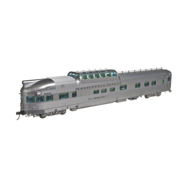 Atlas O Scale 3 Rail Dome Observation Car Chicago Burlington & Quincy "Silver Penthouse, #376"