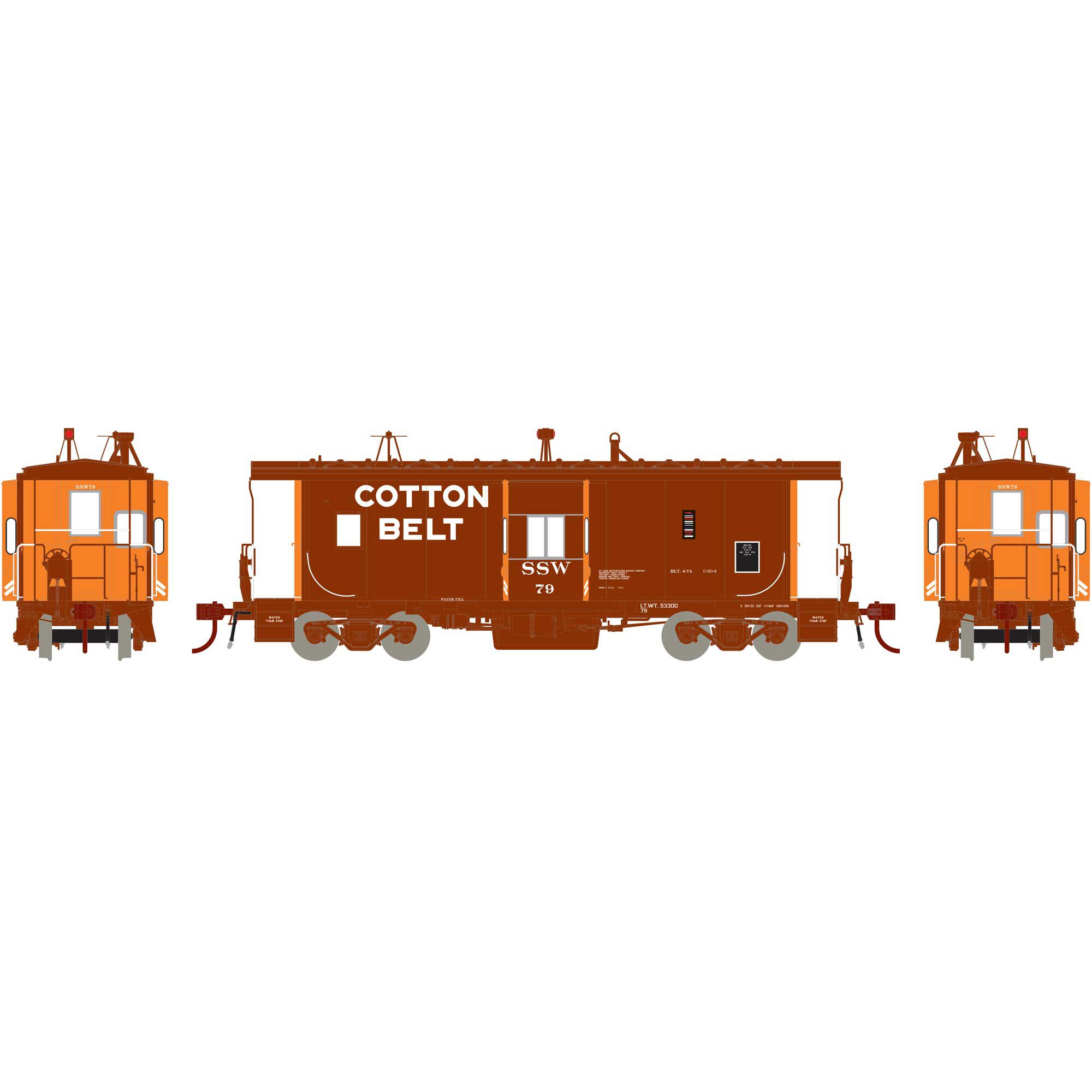 Athearn Genesis HO ICC Bay Window Caboose Cotton Belt w/ Lights