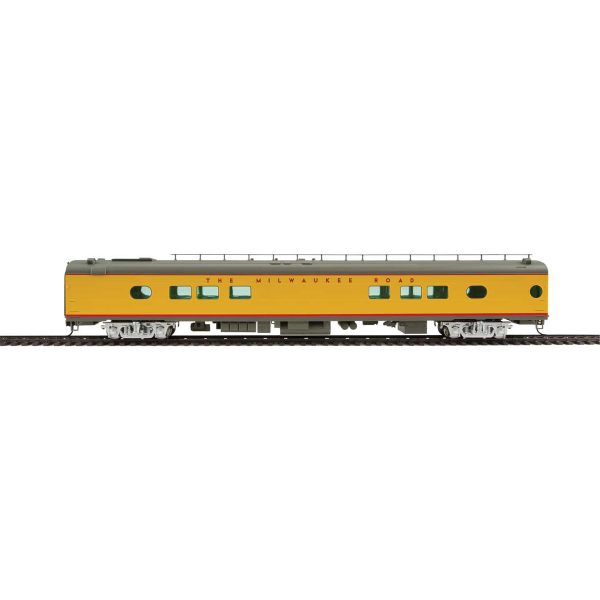 Walthers Proto HO 85' 26-Seat Tap Lounge Milwaukee Road "The Cannonball, Yellow & Gray" #173 Deluxe Edition w/ Lights & Figures