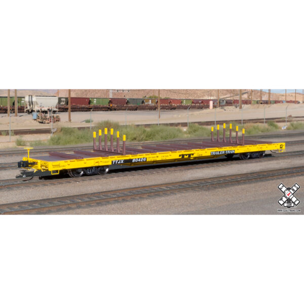 Scale Trains HO Rivet Counter Bethlehem Steel F68BH Finger Rack Car Trailer Train "Yellow"