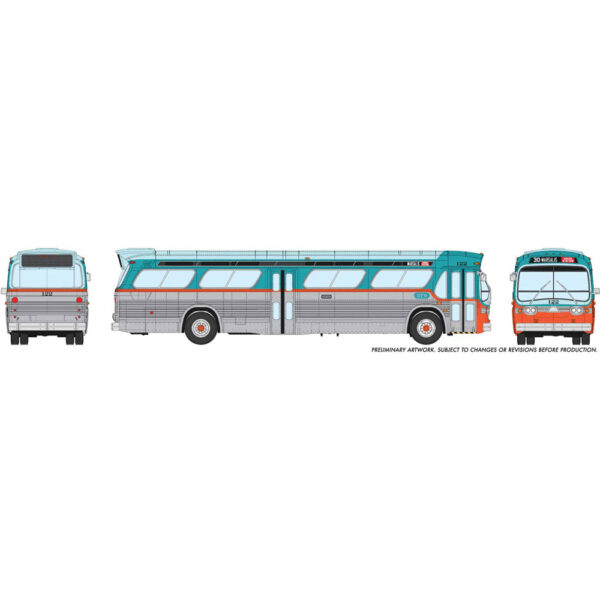 Rapido HO "Fishbowl" Bus Dallas Transit System (DTS) "73 Spring Creek, East" #101 w/ Lights