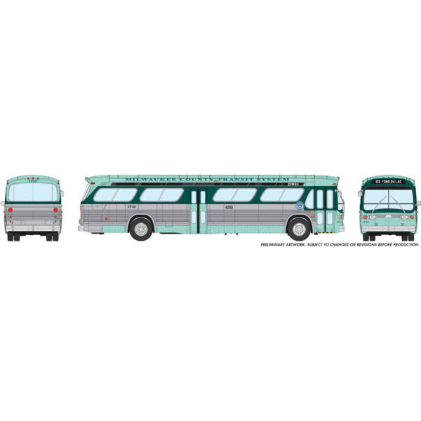 Rapido HO "Fishbowl" Bus Milwaukee County Transit System (MCTS) "14 Holton-Mitchell" #1819 w/ Lights