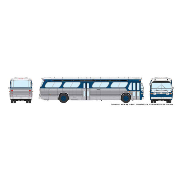 Rapido HO "Fishbowl" Bus Unlettered Blue w/ Lights