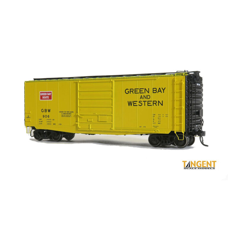 Tangent HO 40' 9' Door Box Car Green Bay & Western "Yellow" Spring