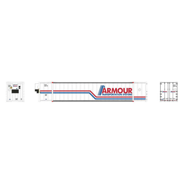 Rapido HO 53' High-Cube Smooth Side Container Armour Transportaion w/ Heater 2 Pack