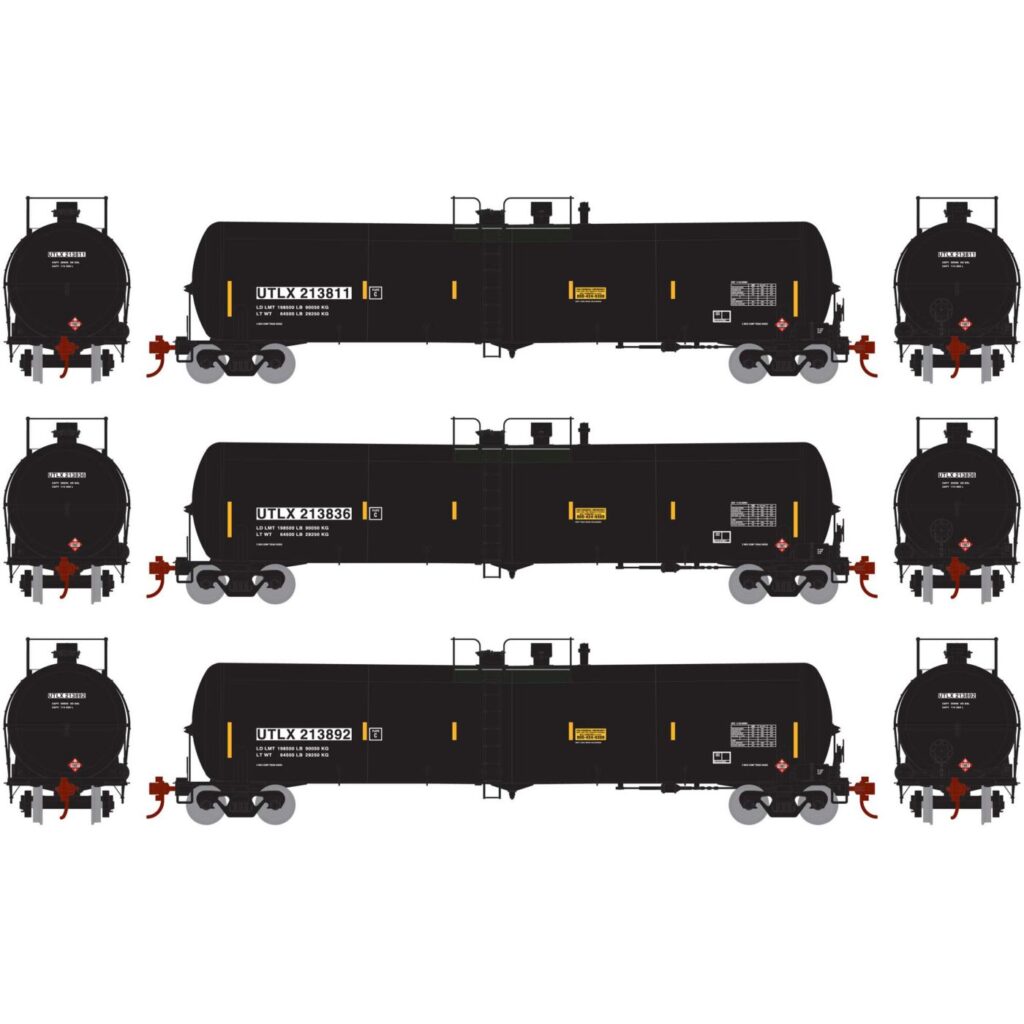 Athearn HO 30,000 Gallon Tank Car Union Tank Car "UTLX, Black" 3 Pack