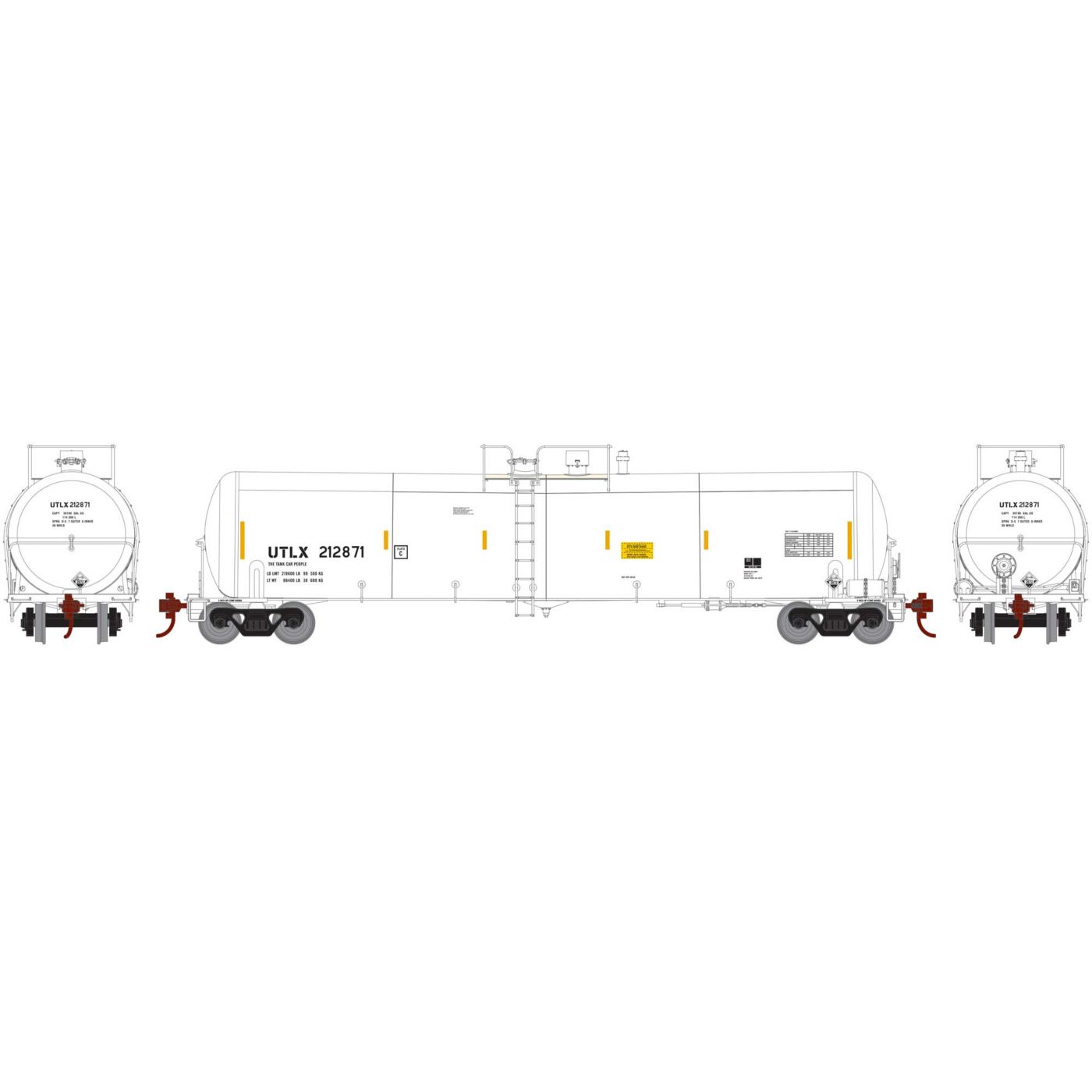 Athearn HO 30,000 Gallon Tank Car Union Tank Car "UTLX, White" - Image 2
