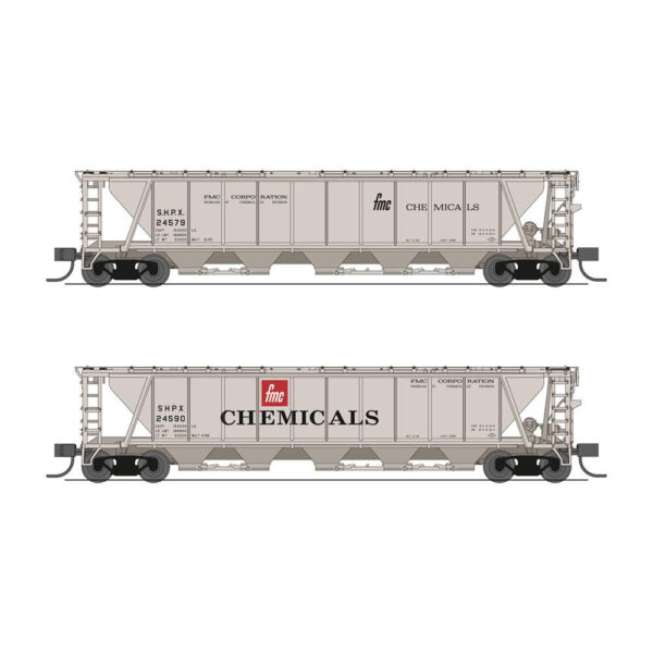 Broadway Limited N H32 Covered Hopper FMC Chemicals "Black Logo Car & Red Logo Car"