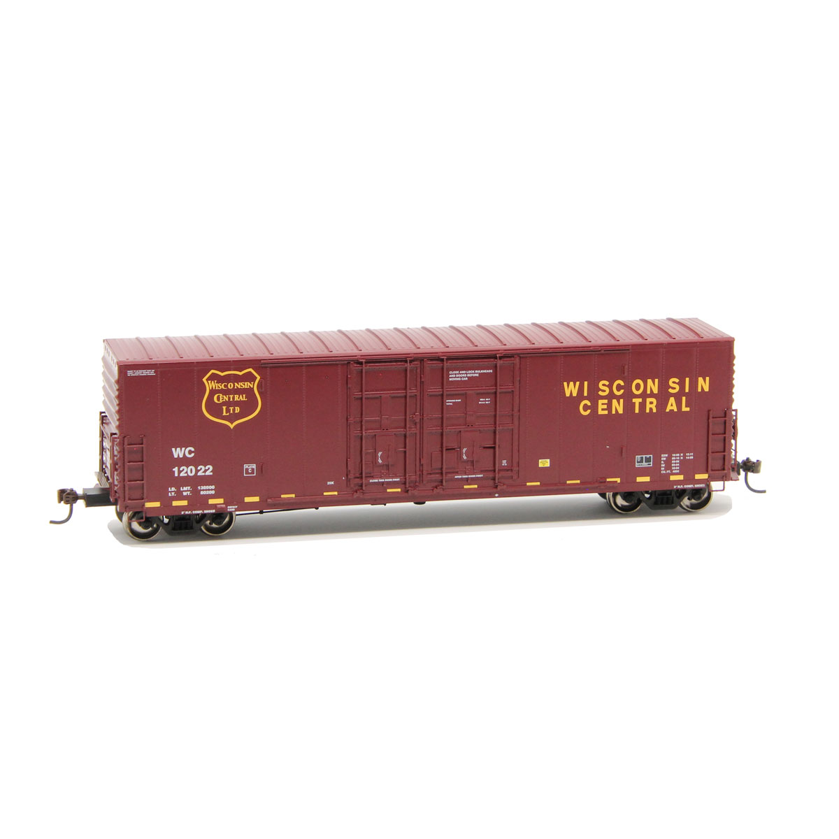 Athearn HO 50' PC&F Box Car Wisconsin Central "Riveted Side w/ 8' & 6