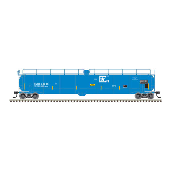 Atlas O Scale 2 Rail 33,156 Gallon Tank Car GLNX Corporation "Conspicuity Stripes"