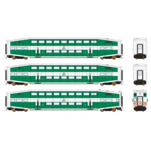Rapido HO BiLevel Commuter Cars TriRail "Series I Cab, Coach" 3 Pack