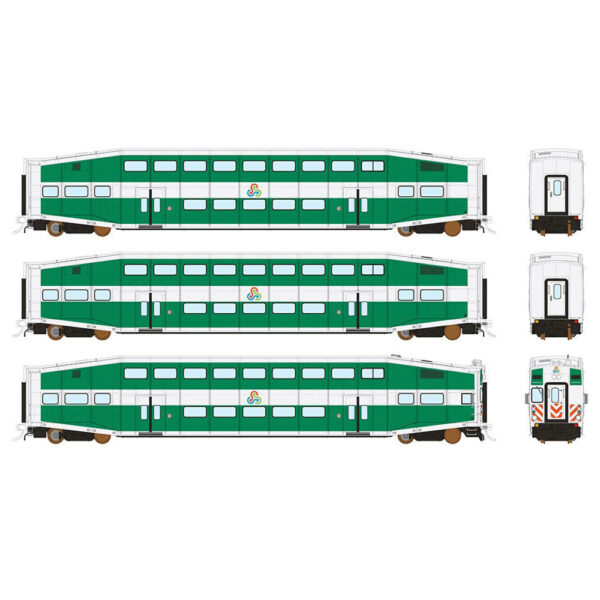 Rapido HO BiLevel Commuter Cars TriRail "Series I Cab, Coach" 3 Pack
