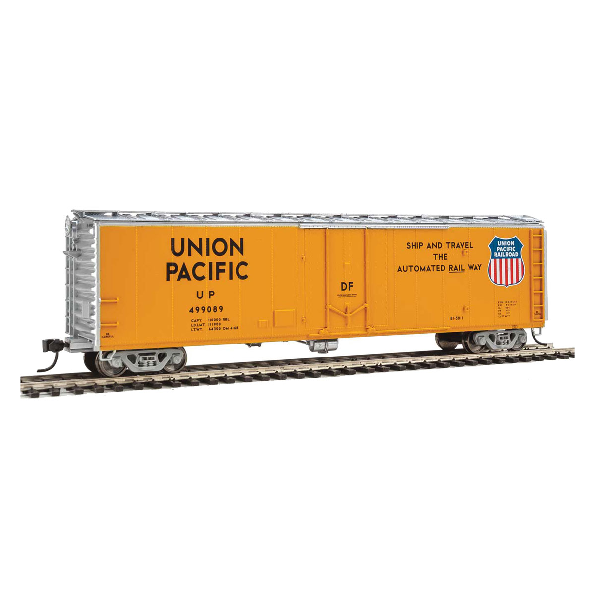 Walthers Mainline HO 50' PC&F Insulated Box Car Union Pacific "Ship and Travel the Automated Railway"