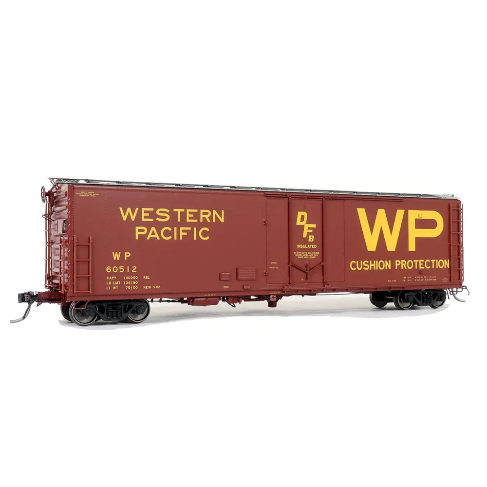 Moloco HO 50′ RBL Plate B Boxcar, Offset Door Western Pacific "Delivery 1962"