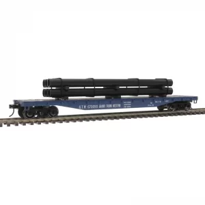Atlas Trainman O 3 Rail 52' Flat Car Grand Trunk w/ Load