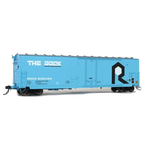 Moloco HO General American 50' RBL Sill 1 Boxcar, Offset Door Rock Island "Blue, The Rock"