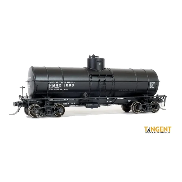 Tangent HO GA 10,000 Gal. Radial Course Tank Car, 1917-Design HMHX "Black Lease"