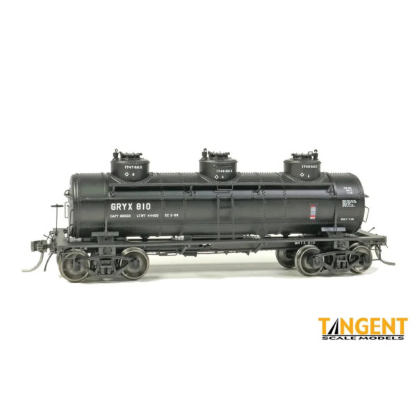 Tangent HO GA 6,000 Gal 3 Compartment Tank Car GRYX "Black Lease"