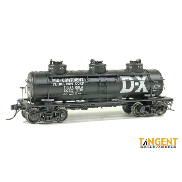 Tangent HO GA 6,000 Gal 3 Compartment Tank Car, Mid-Continent D-X Tulsa 1939+ "COSX"