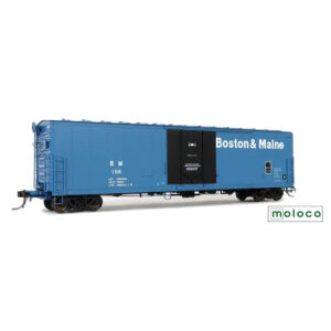 Moloco HO 50' RBL Plate B Boxcar, Center Door Boston & Maine "Repaint 3-79"