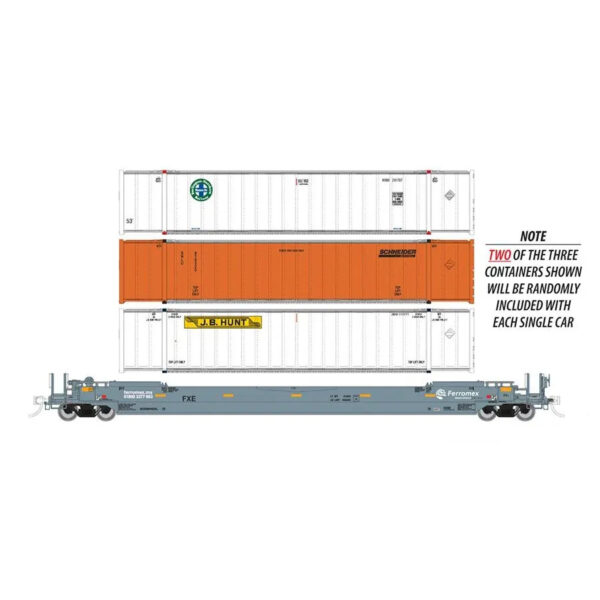 Rapido HO 53' Gunderson Husky-Stack Well Car Ferromex w/ Containers