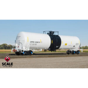 Scale Trains HO Rivet Counter Trinity 31,000 Tank Car Deep Rock Refining "DPRX, White w/ Black Center Band, Diesel Fuel Placard"