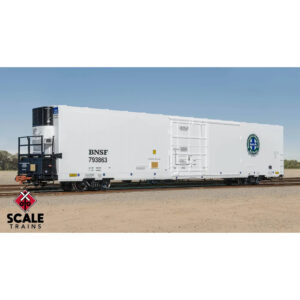 Scale Trains HO Rivet Counter Trinity 82' Reefer BNSF "Logo Icicles, No Conspicuity Strips, Carrier" w/ Sound