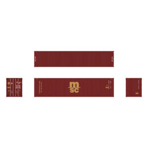 Aurora Miniatures HO 40' High Cube Container Mediterranean Shipping Company "Maroon" 3 Pack