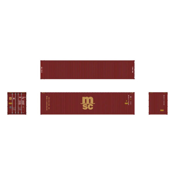 Aurora Miniatures HO 40' High Cube Container Mediterranean Shipping Company "Maroon" 3 Pack