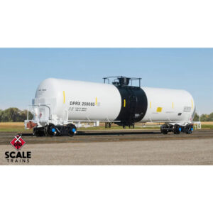 Scale Trains HO Rivet Counter Trinity 31,000 Tank Car Deep Rock Refining "DPRX, White w/ Black Center Band, Crude Oil Placard"