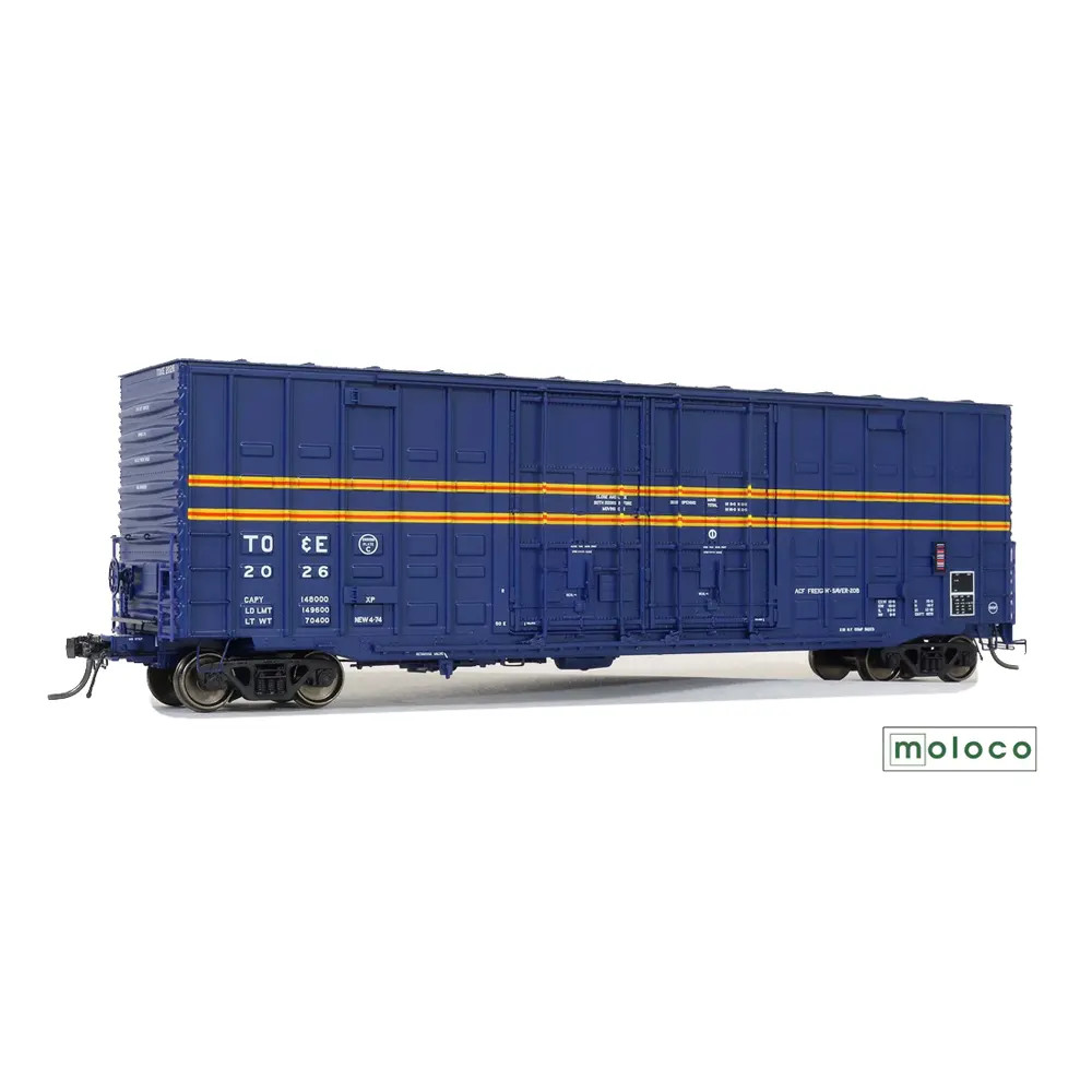 Moloco HO 50' ACF Hi-Cube Waffle Box Car Double Plug Door Texas Oklahoma & Eastern "Delivery 4-74"