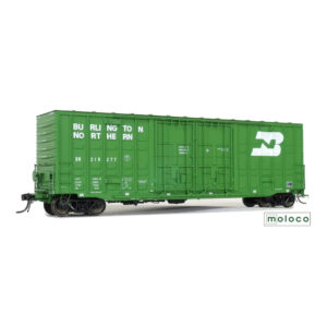 Moloco HO 50' ACF Hi-Cube Waffle Box Car Double Plug Door Burlington Northern "Repaint 12-83"