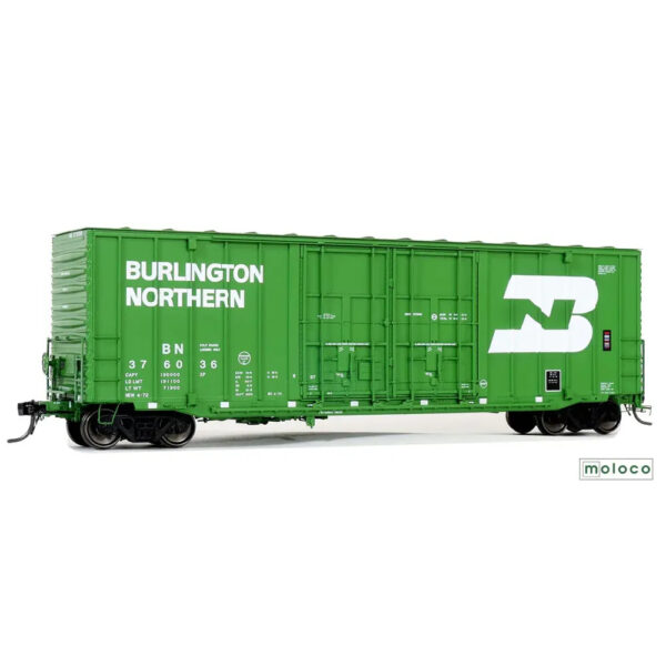 Moloco HO 50' ACF Hi-Cube Box Car Double Plug Door Burlington Northern "4-72"