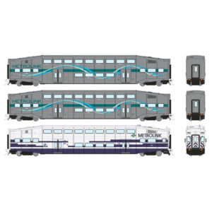 Rapido HO BiLevel Commuter Cars Metrolink "Series II, Ribbon" 3 Pack