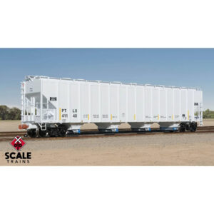 Scale Trains HO Rivet Counter PS 5820 Covered Hopper GE Rail Services "PTLX, Light Gray with Conspicuity Stripes"