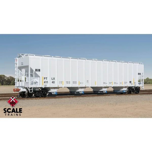 Scale Trains HO Rivet Counter PS 5820 Covered Hopper GE Rail Services "PTLX, Light Gray with Conspicuity Stripes"