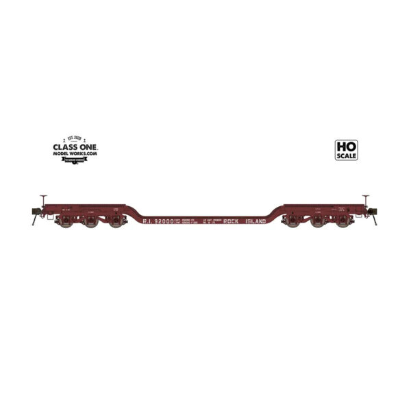 Class One Model Works HO GSC Heavy Duty Flat Car Rock Island ""A" Style Jacking Pads, Wood Deck"