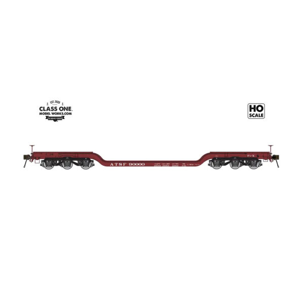 Class One Model Works HO GSC Heavy Duty Flat Car Santa Fe "Square Style Jacking Pads, Wood Deck"