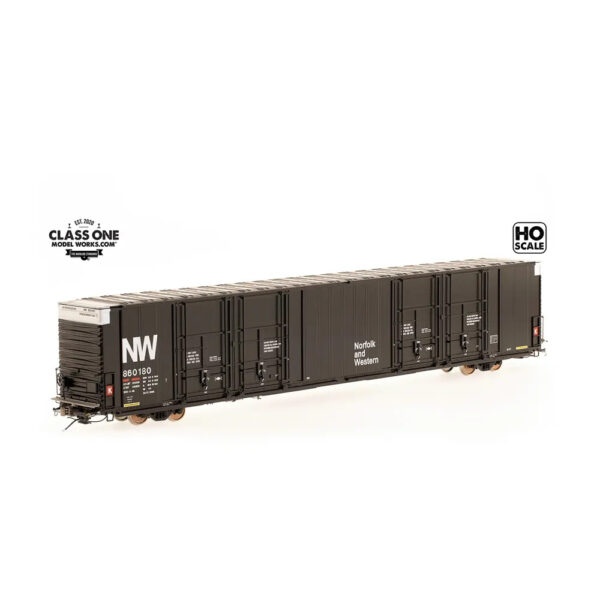 Class One Model Works HO 86' Thrall High Cube Quad Door Box Car Norfolk Western "Black"