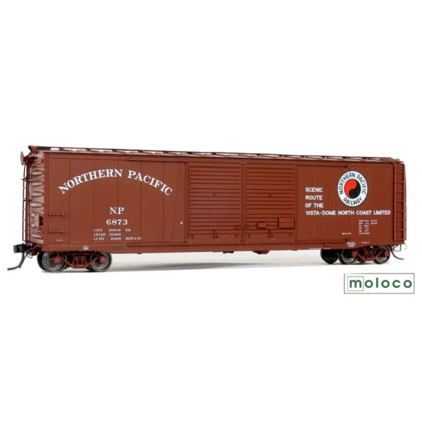 Moloco HO 50' NP Brainerd Built Center Double Door Box Car Northern Pacific "Arch, 1957 Delivery"