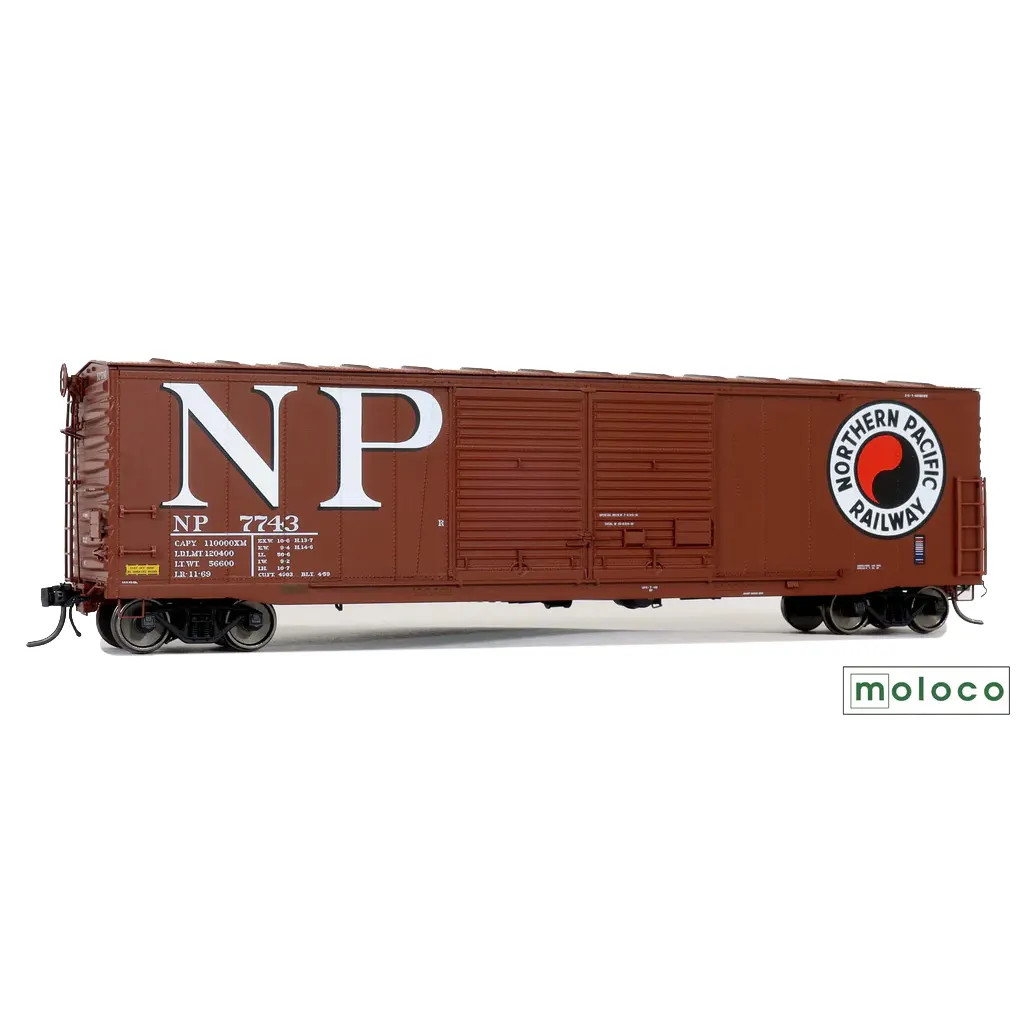 Moloco HO 50' NP Brainerd Built Center Double Door Box Car Northern Pacific "Brown, 1969 Repaint"