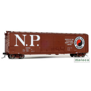 Moloco HO 50' NP Brainerd Built Center Double Door Box Car Northern Pacific "Period, 1957 Delivery"