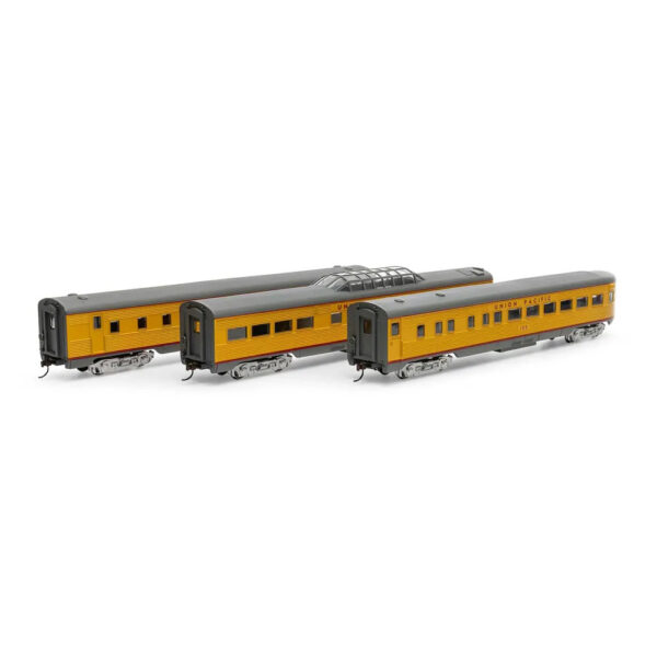 Athearn Roundhouse HO Streamline Passenger Cars Diner, Dome, Observation Union Pacific "4807, 7000, 103" 3-Car Set