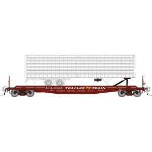 Rapido HO 50' F30d TOFC Flat Car Trailer Train "Early Red" w/ Trailer
