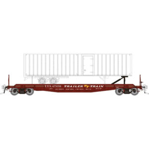 Rapido HO 50' F30d TOFC Flat Car Trailer Train "Late Red" w/ Trailer