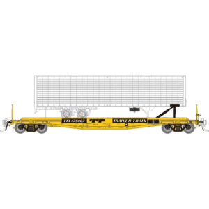 Rapido HO 50' F30d TOFC Flat Car Trailer Train "Yellow" w/ Trailer