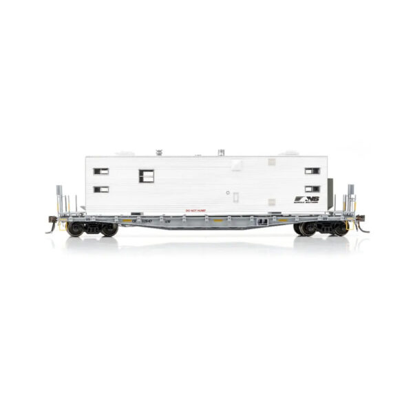Rapido HO 50' F30a Flat Car Norfolk Southern "Maintenance of Way, Camp Van Sleeper"