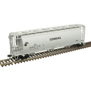 Atlas HO ACF 3 Bay Cylindrical Covered Hopper Conrail "Gray, Small Logo"